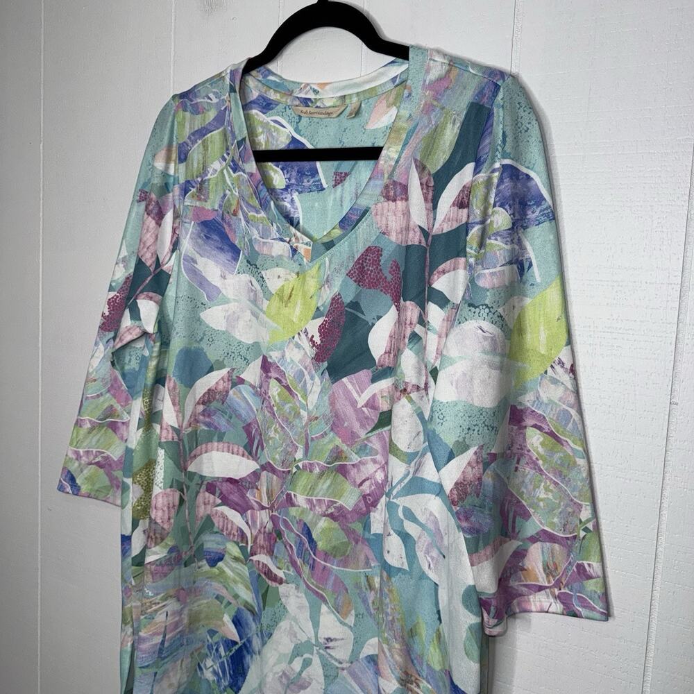 Soft Surroundings Women’s Iris Tunic Top Tropical Multi Print Size Large - Picture 3 of 5
